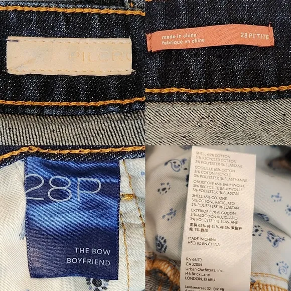 Anthropologie Petite Pilcro Bow Boyfriend Curved Leg Jean Cropped Distressed 28P