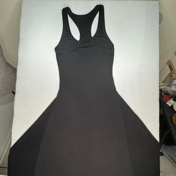 BCBGMaxAzria Dress Womens Size M Black High-Low Midi Draping Wide Strap Racer