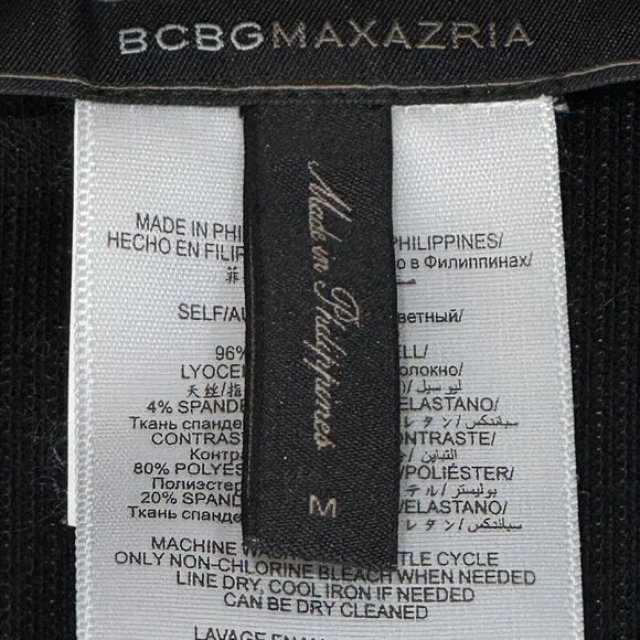 BCBGMaxAzria Dress Womens Size M Black High-Low Midi Draping Wide Strap Racer