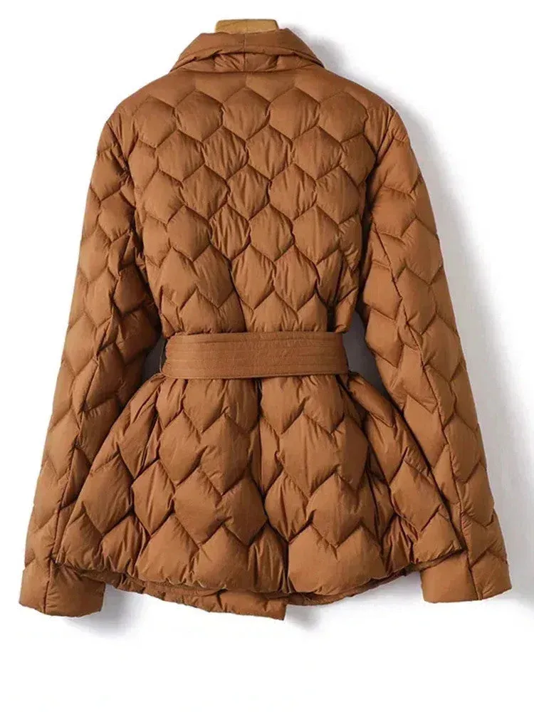 Belted Quilted Puffer Jacket | Flattering & Warm | Comfort