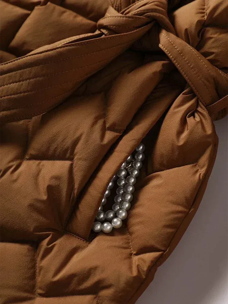 Belted Quilted Puffer Jacket | Flattering & Warm | Comfort