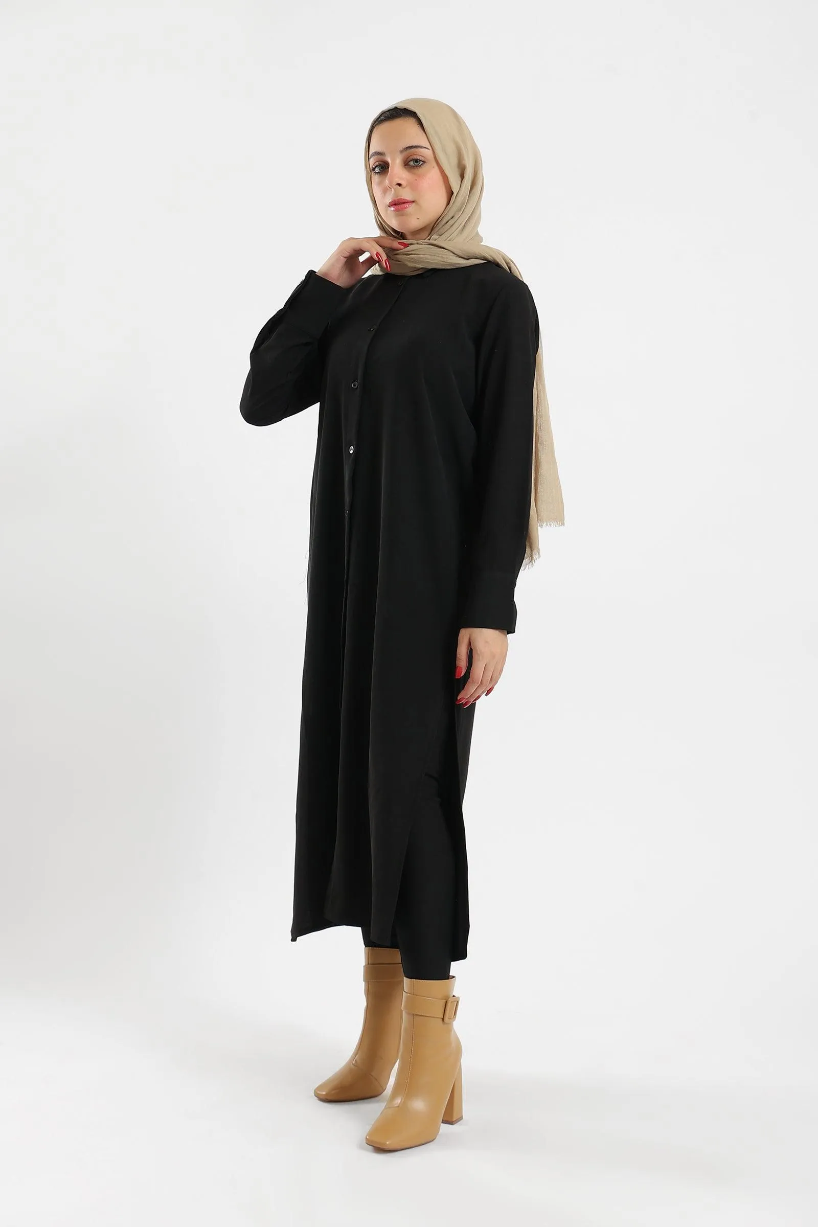 Black Cotton Shirt Dress