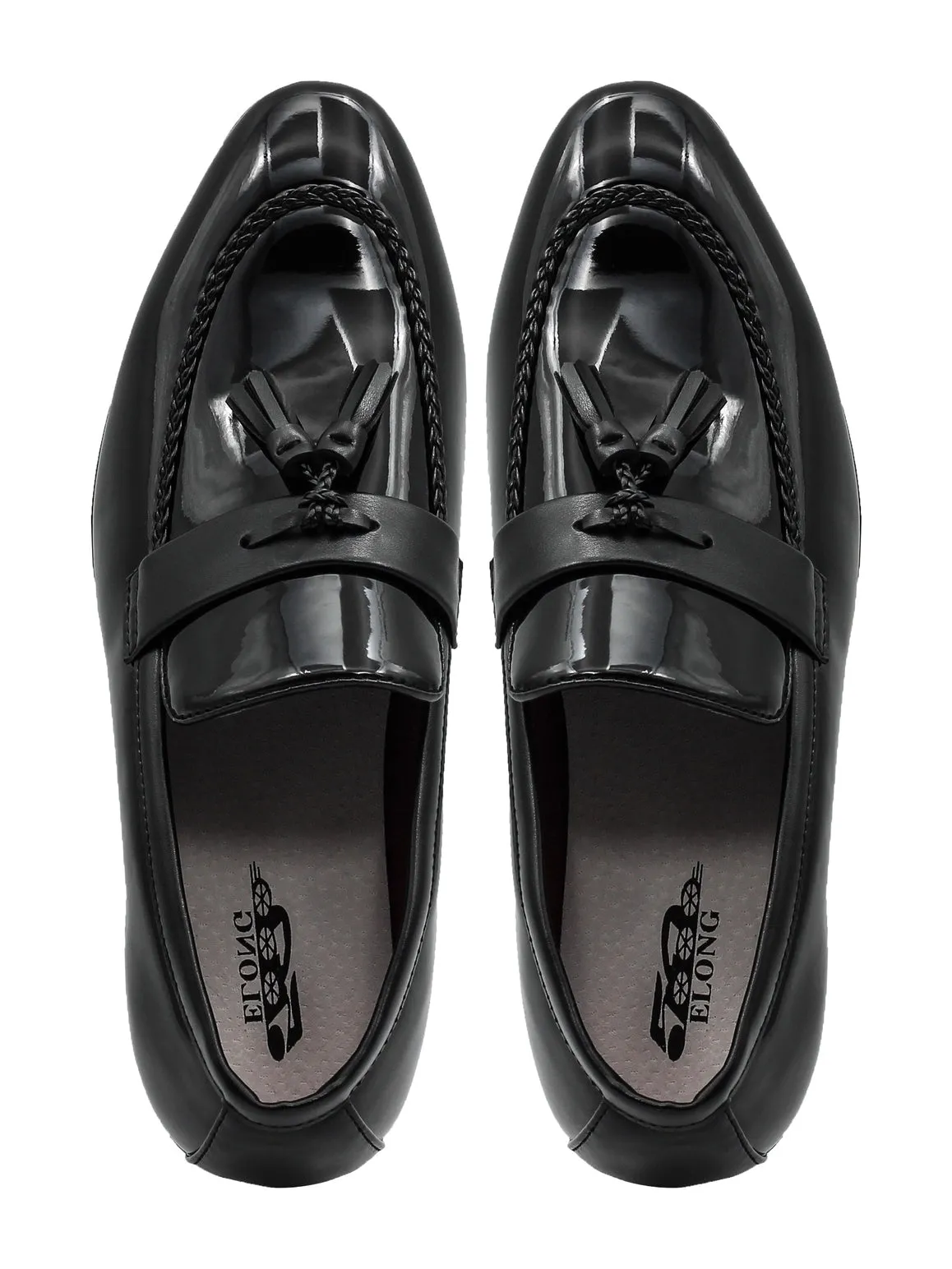 BLACK GLOSSY TASSEL LOAFERS