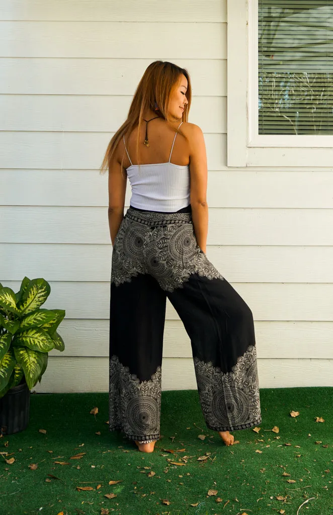 Black Mandala Palazzo Wrap Pants