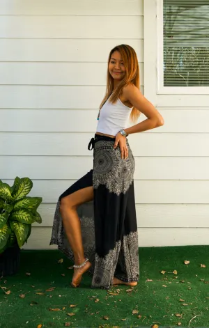 Black Mandala Palazzo Wrap Pants