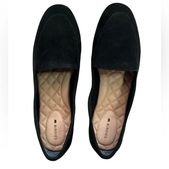 Black Suede Birdies Leather Slip On Loafers Size 8.5
