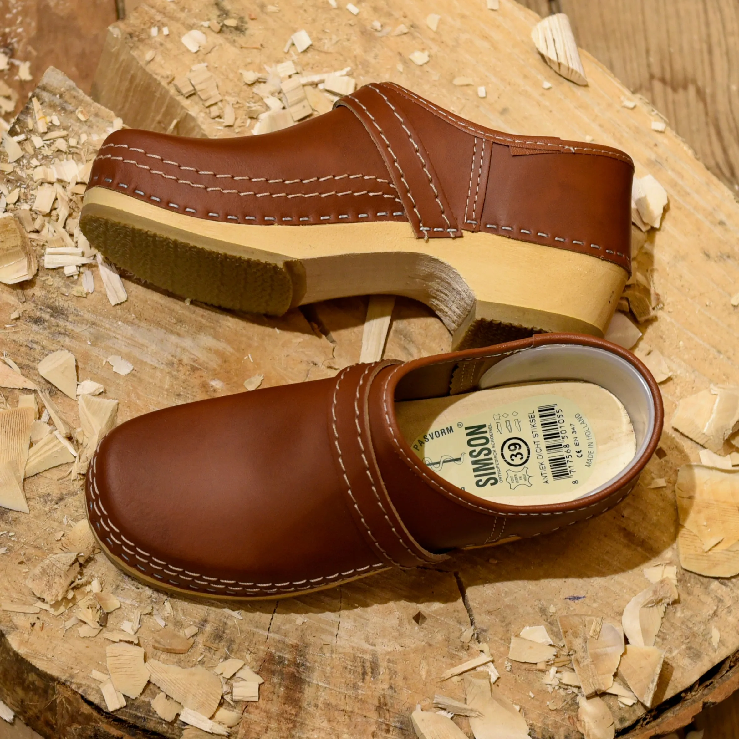 Brown Leather Clogs