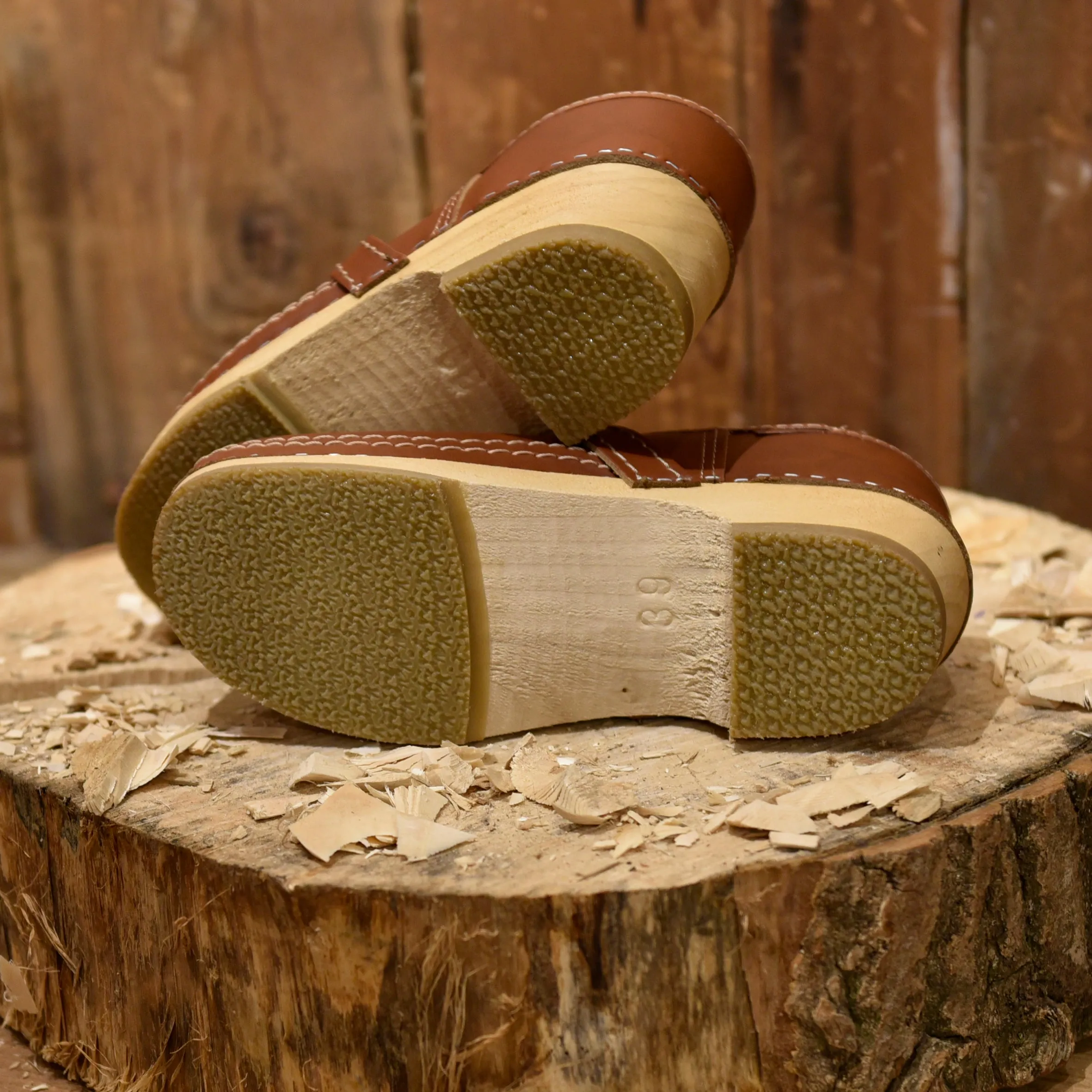 Brown Leather Clogs