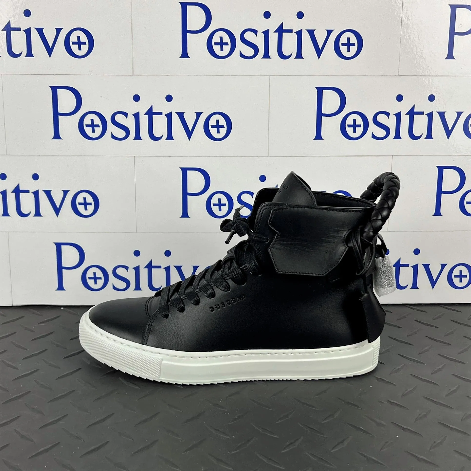 Buscemi Women's 125MM Weave Black Leather Sneakers SAMPLE