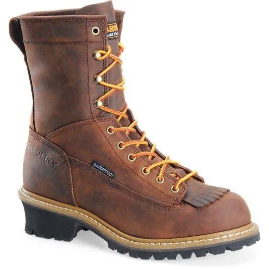 Carolina Men's Spruce 8" Waterproof Lace-to-Toe Logger Work Boot, Brown CA8824
