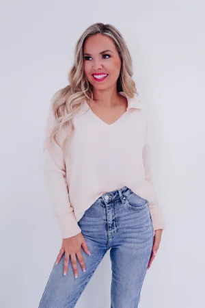 Casual Sophistication Waffle Knit Top - Ivory