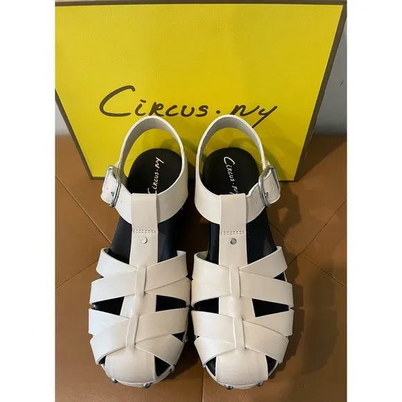 Circus NY by Sam Edelman Women’s Ivory Jedda Ankle Strap Cloggs Size 8
