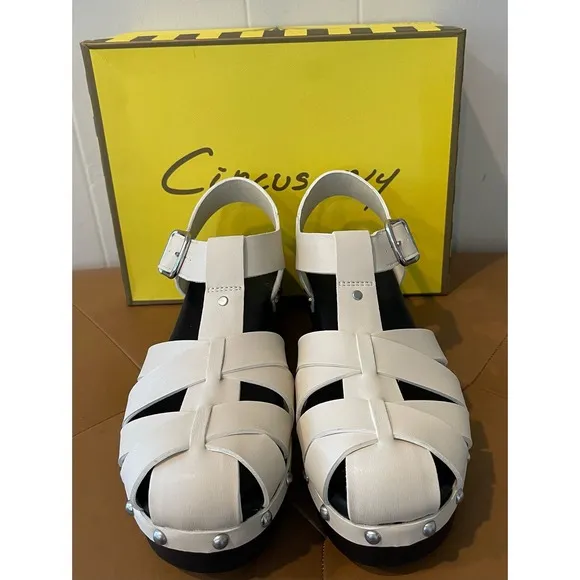 Circus NY by Sam Edelman Women’s Ivory Jedda Ankle Strap Cloggs Size 8