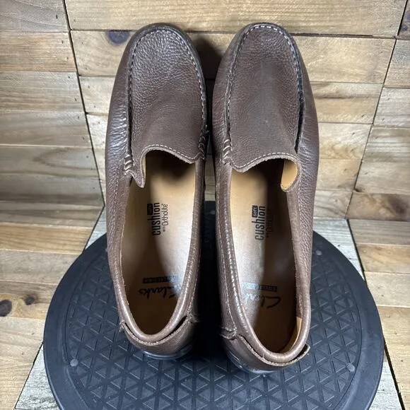 Clarks Hamilton Free Driving Loafers Mens Size 9.5 M Brown Leather Slip On Shoes