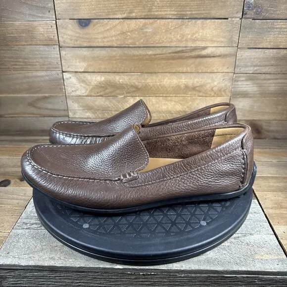 Clarks Hamilton Free Driving Loafers Mens Size 9.5 M Brown Leather Slip On Shoes