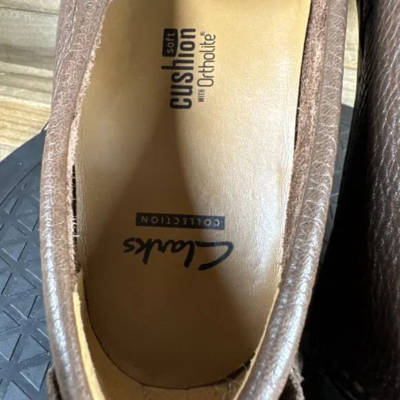 Clarks Hamilton Free Driving Loafers Mens Size 9.5 M Brown Leather Slip On Shoes