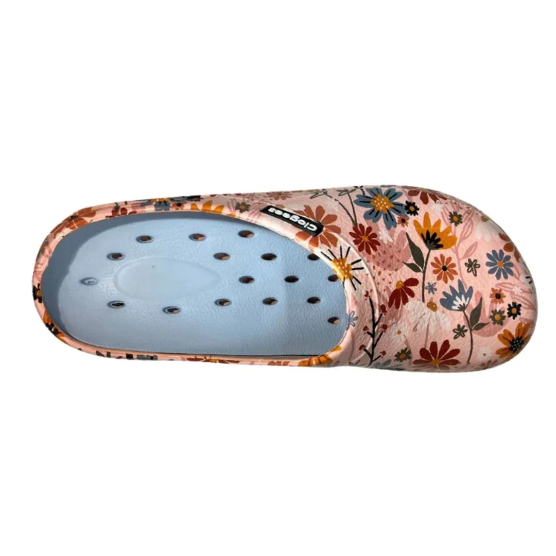 Clogees Womens Garden Clog Pink Flowers