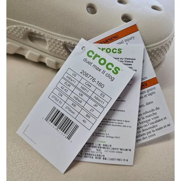 Crocs Duet Max II Stucco Men's Clogs Size 9