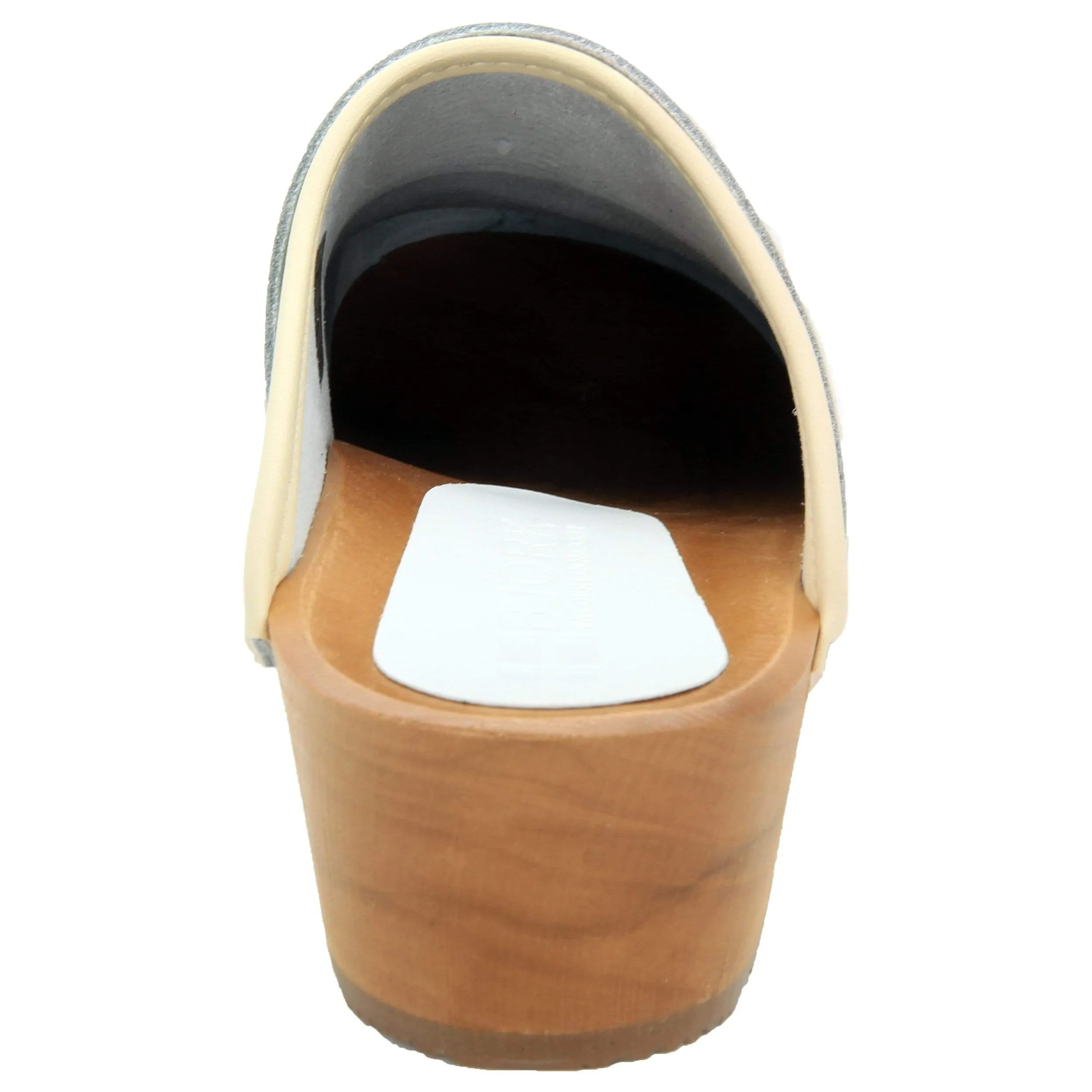 Dahlia Wood Open Back Leather Clogs