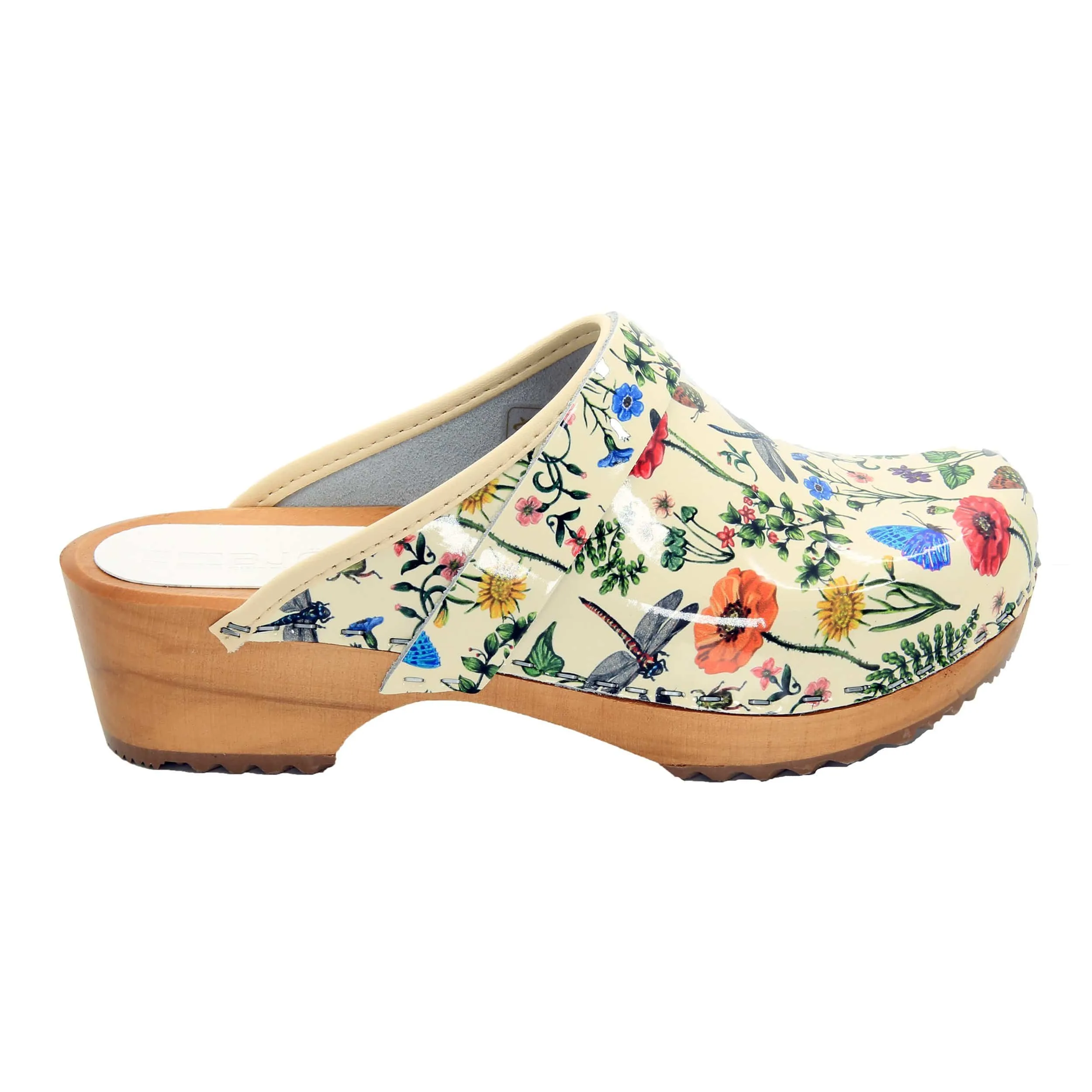 Dahlia Wood Open Back Leather Clogs