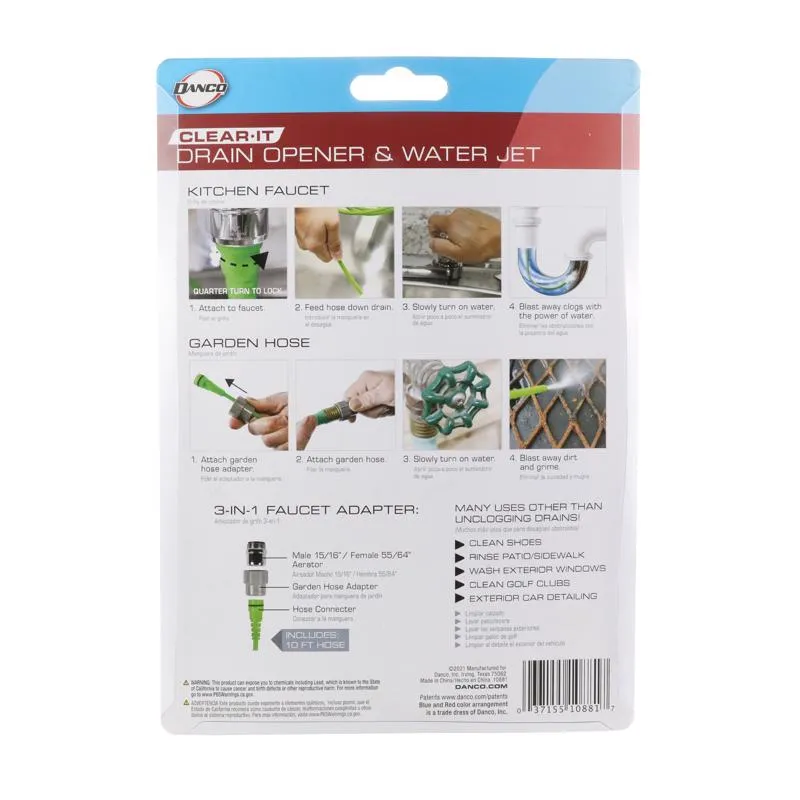 Danco Clear-It 10 ft. L Drain Opener and Water Jet