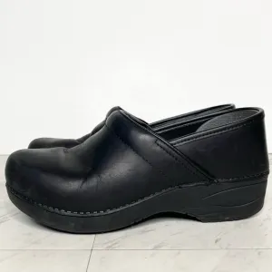 Dansko Black Leather Shoe Clog 39