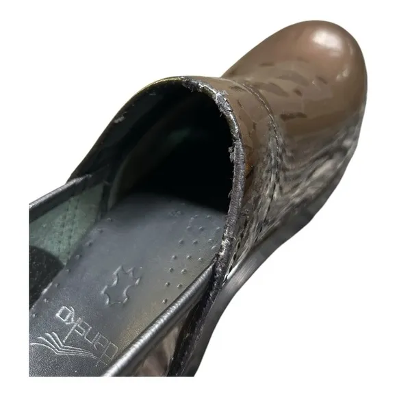 DANSKO Professional Brown Pearl Clogs Patent Leather Womens Size 38 | 7.5 US