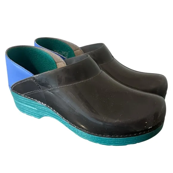 Dansko Women Professional Translucent Black Clog Size 41 Slip On Rocker Heel EUC