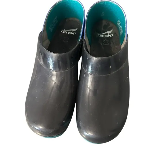 Dansko Women Professional Translucent Black Clog Size 41 Slip On Rocker Heel EUC