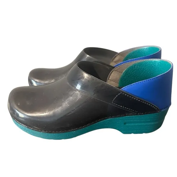 Dansko Women Professional Translucent Black Clog Size 41 Slip On Rocker Heel EUC