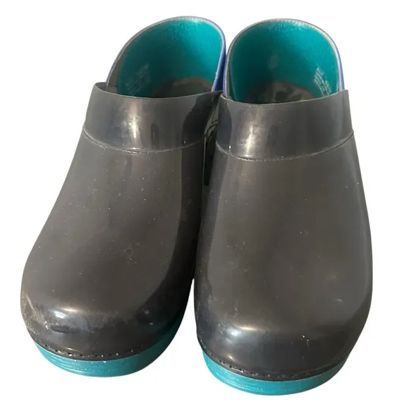 Dansko Women Professional Translucent Black Clog Size 41 Slip On Rocker Heel EUC