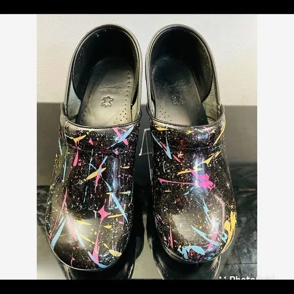 Dansko Professional BLK Pt Colorful Clogs WMS 40