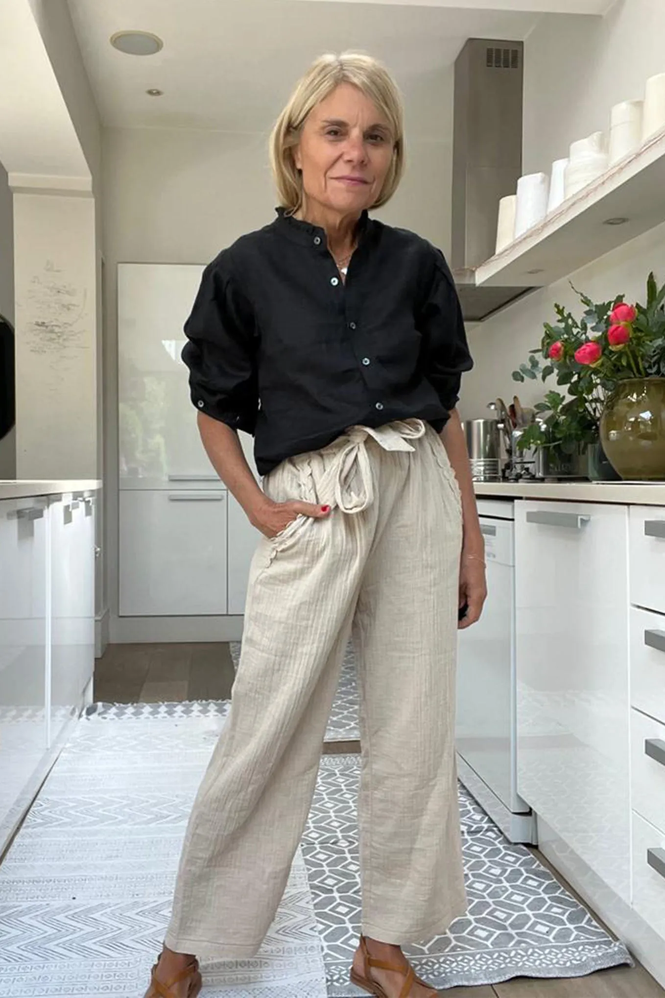 Dianne Double Gauze Trousers - Stone