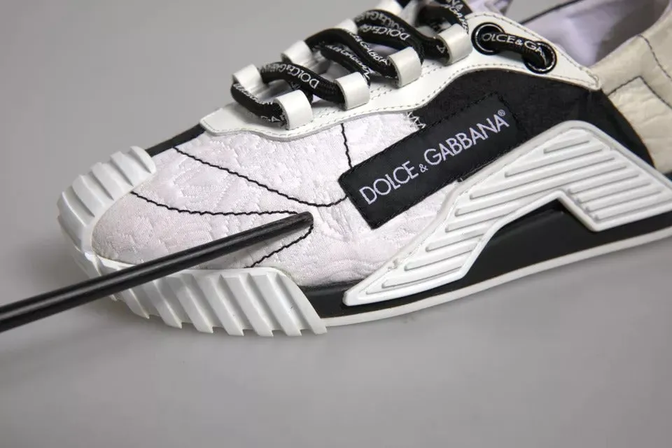 Dolce&Gabbana NS1 Women White Black Sneakers Leather Nylon Trainer Shoes EU 35.5