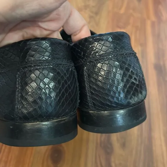 Donald J Pliner Black, leather croc embossed men's loafers size 9.5 made in Braz