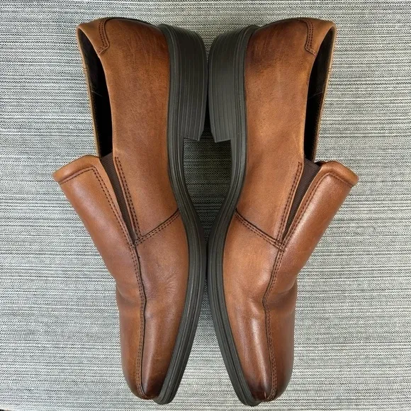 ECCO Minneapolis Leather Slip On Loafers Amber Brown Size 10