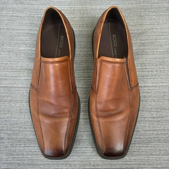 ECCO Minneapolis Leather Slip On Loafers Amber Brown Size 10