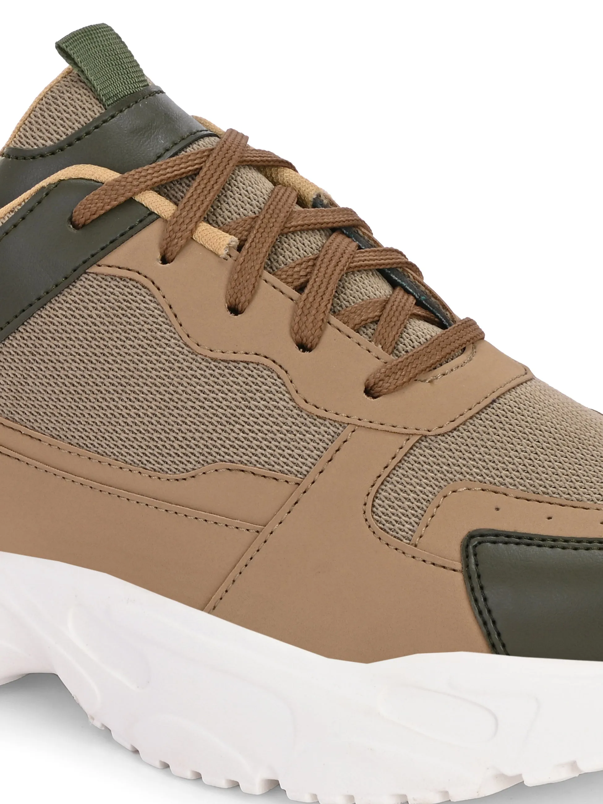 EL PASO Men Beige Faux Leather Casual Lace Up Sneakers