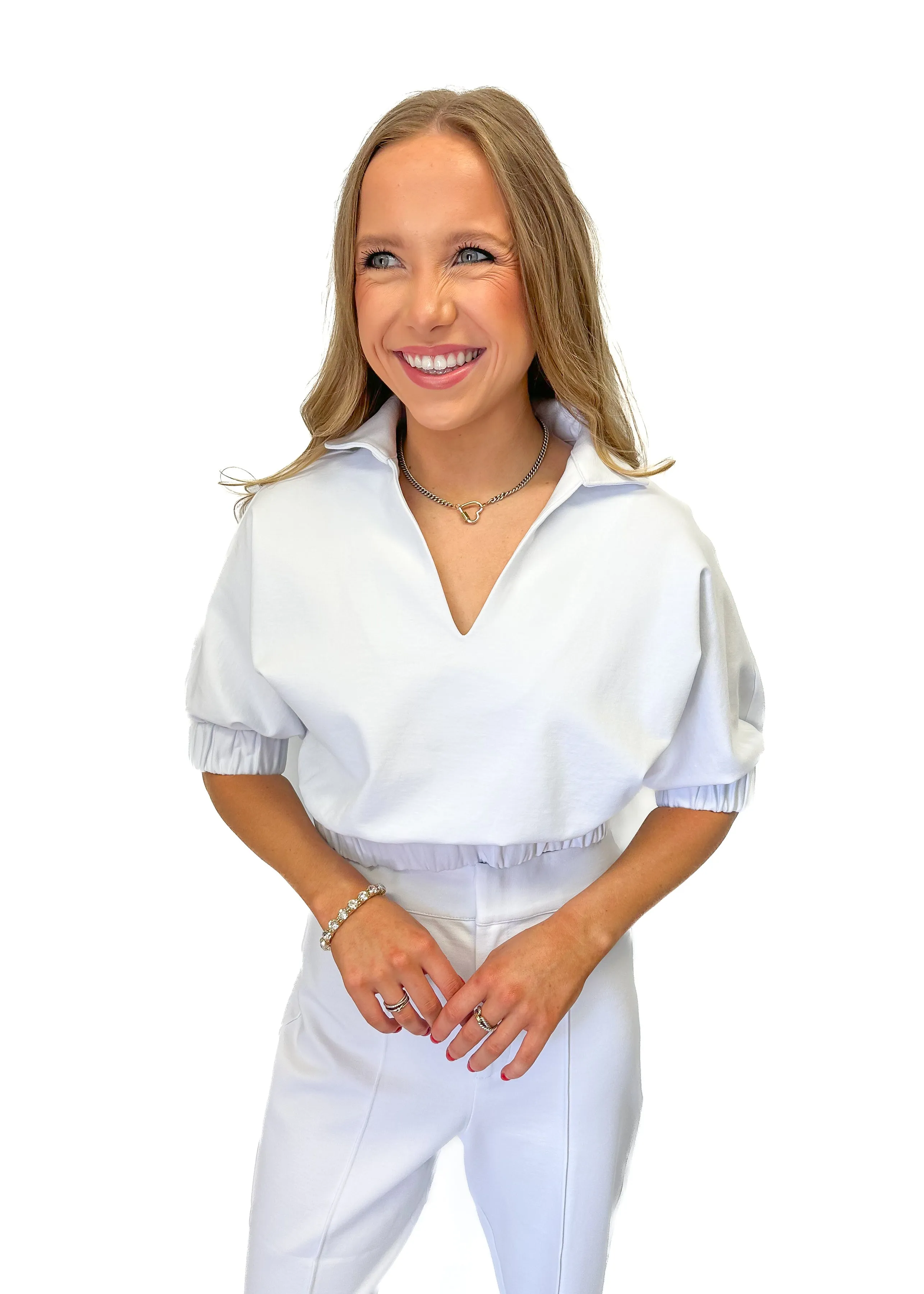 Emily McCarthy Poppy Crop - White Ponte