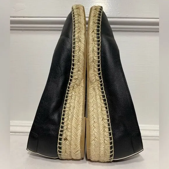 Everlane | The Espadrille Leather Square Toe Slip On Loafers in Black Size 8.5