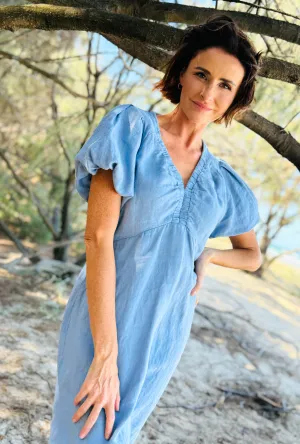 Free Spirit Peasant Dress - Maya Blue