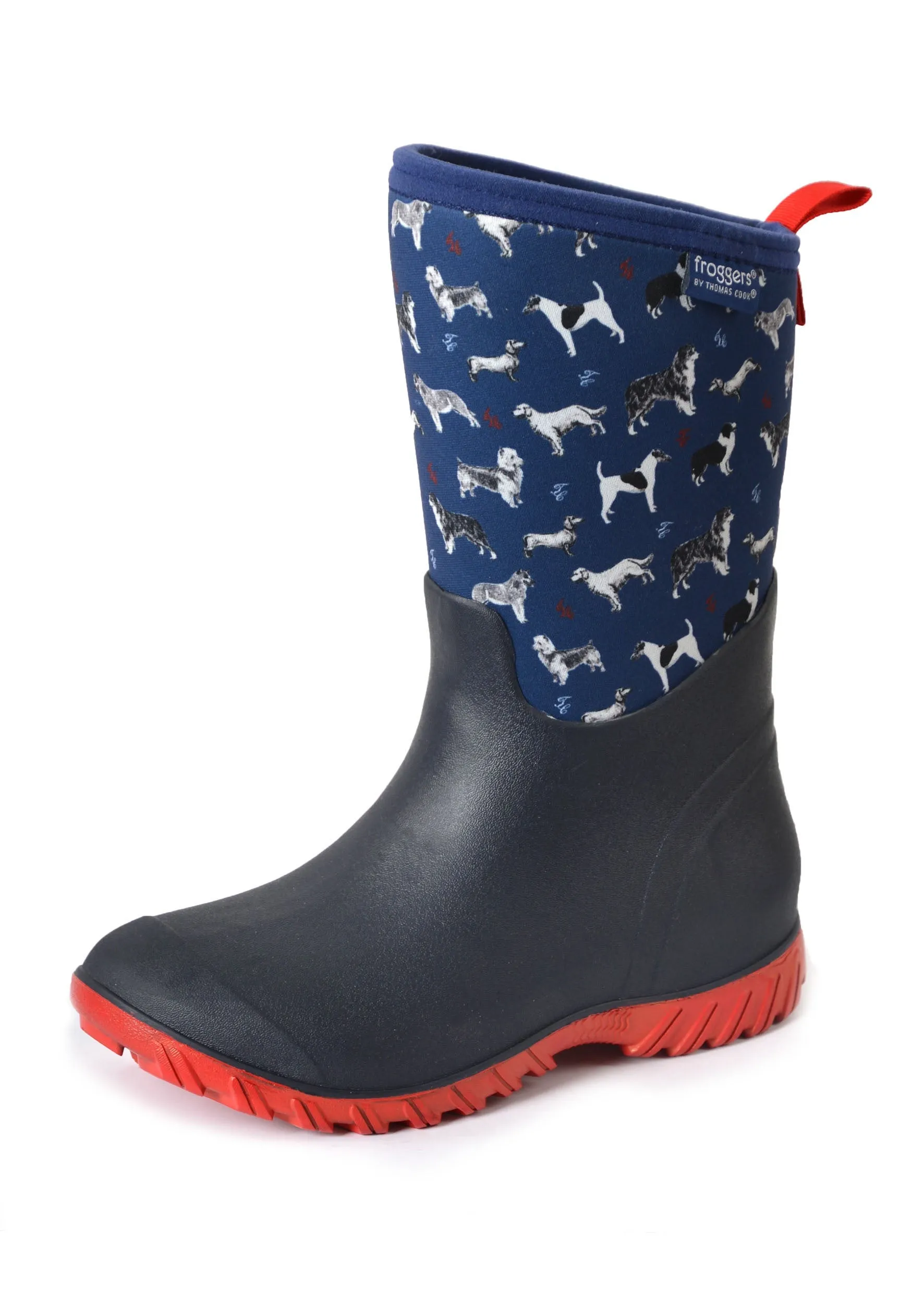 Froggers Munro Gumboot Dog Sketch Blue & Red