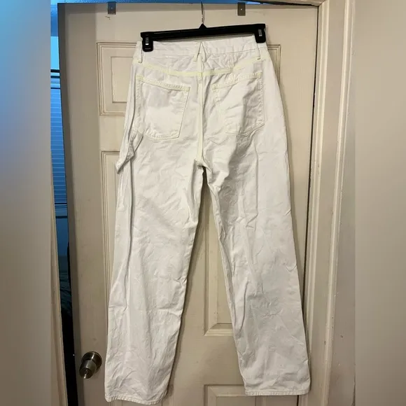Good American 90’s high rise carpenter cargo jeans with contrast stitching