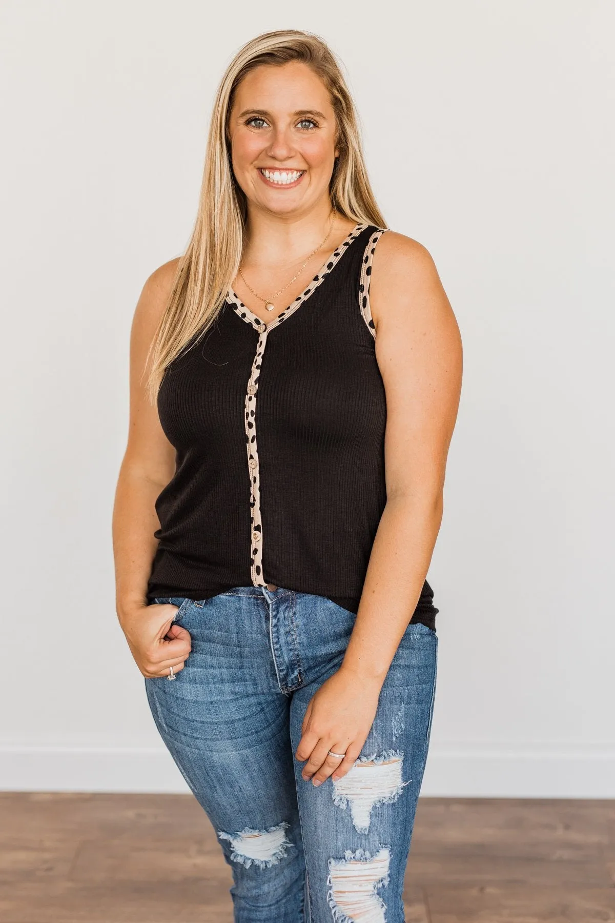 Good Ole Days Ribbed Knit Tank Top- Black