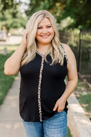 Good Ole Days Ribbed Knit Tank Top- Black