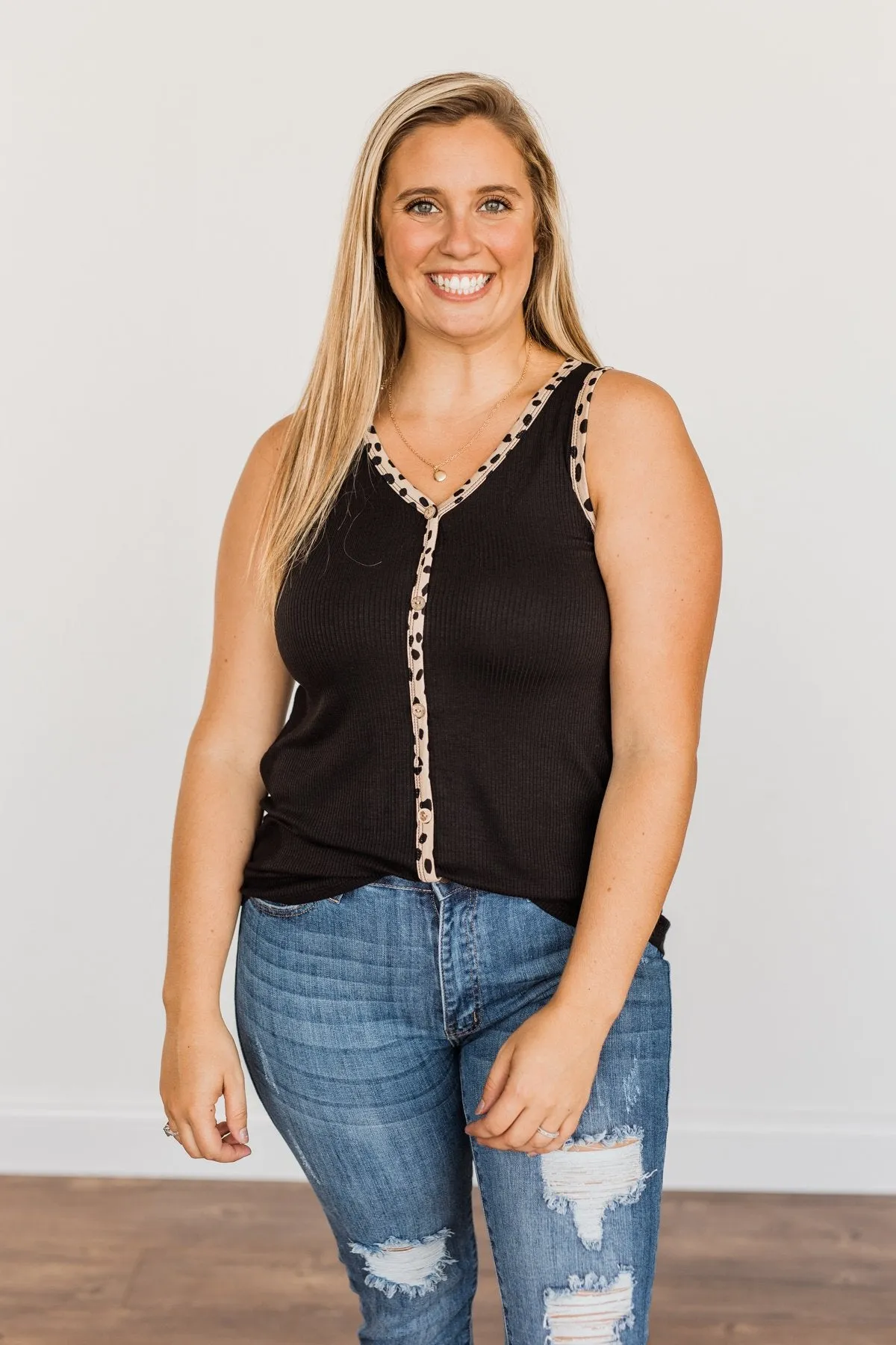Good Ole Days Ribbed Knit Tank Top- Black
