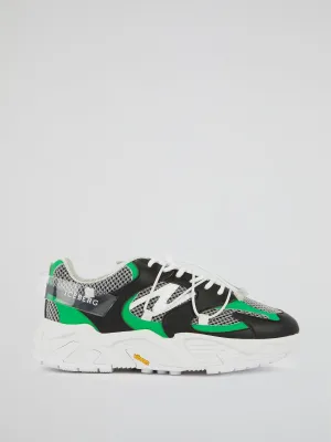 Green Lace-Up Chunky Sneakers