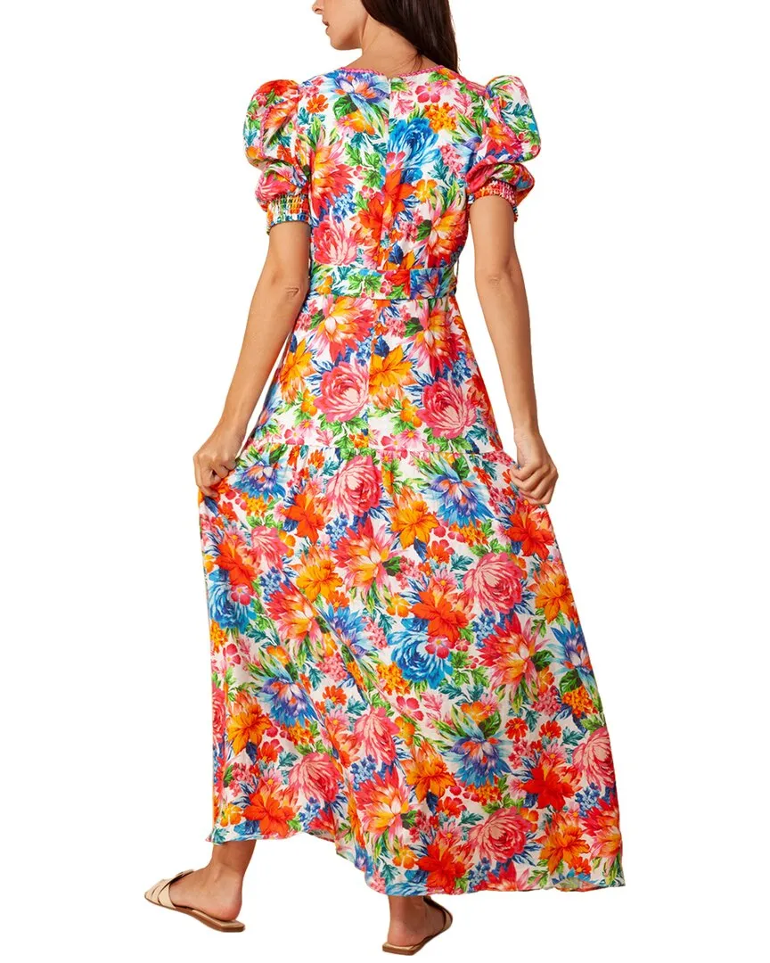 Hale Bob V Neck Linen Maxi Dress