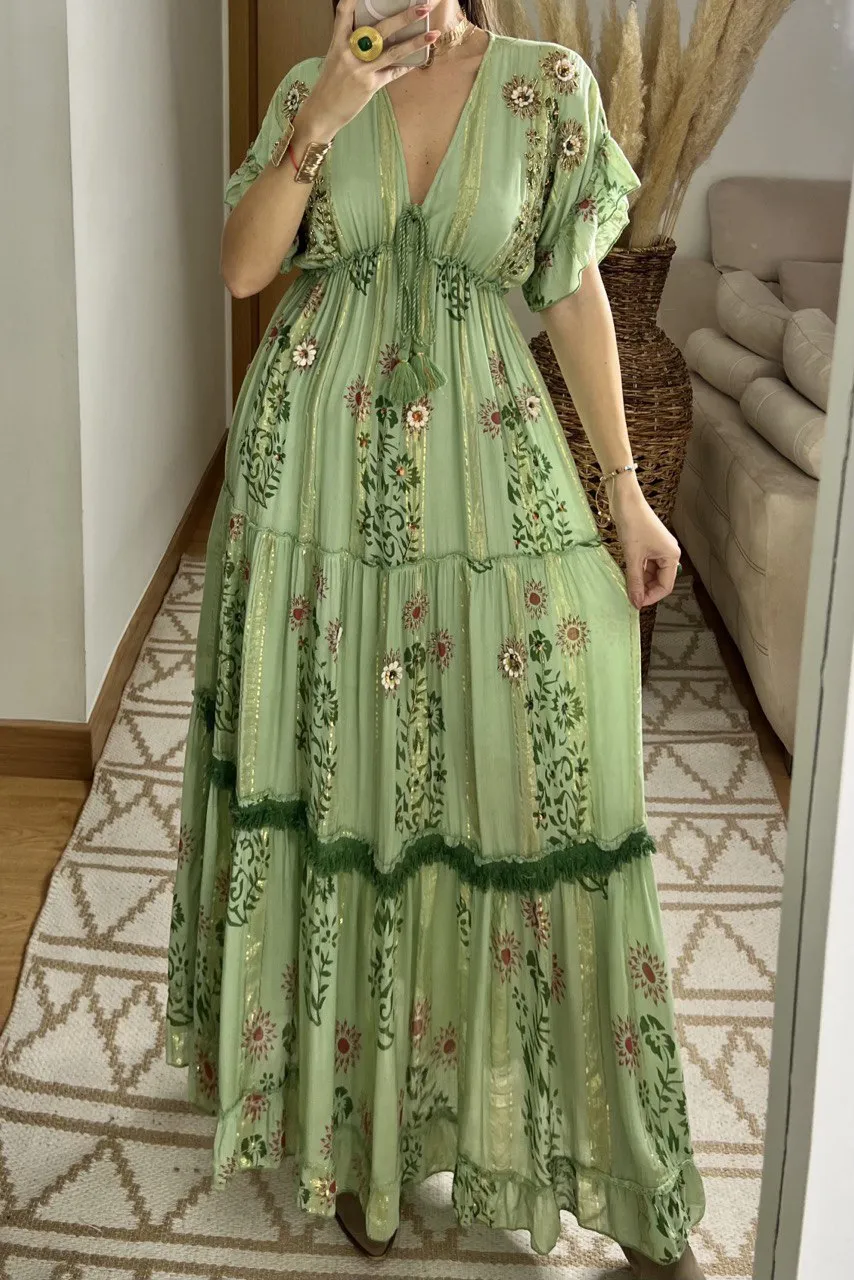 Hand-Embroidered Bohemian Dress