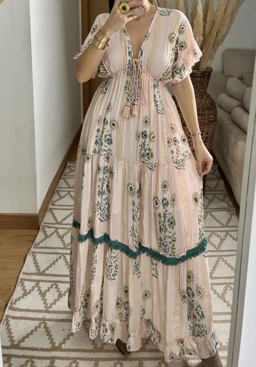 Hand-Embroidered Bohemian Dress